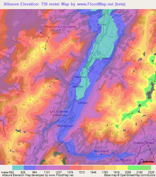 Albeuve,Switzerland Elevation Map