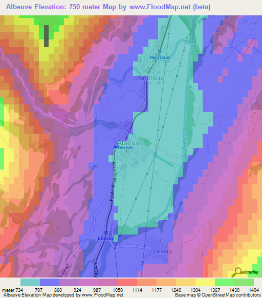 Albeuve,Switzerland Elevation Map