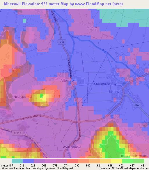Alberswil,Switzerland Elevation Map