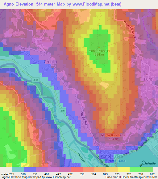 Agno,Switzerland Elevation Map