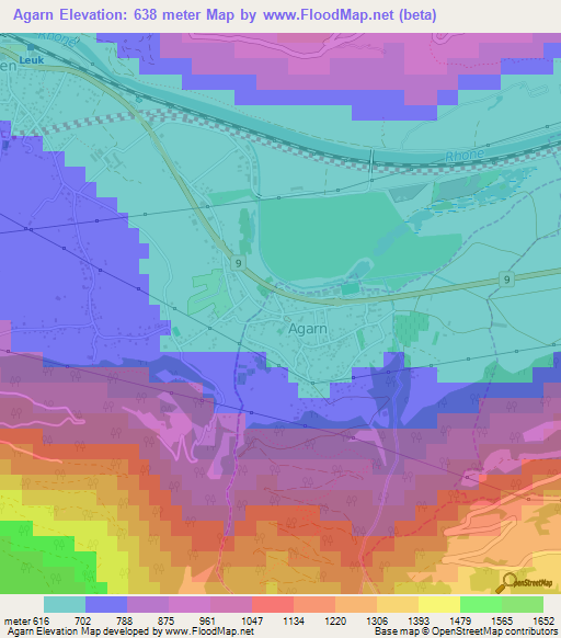 Agarn,Switzerland Elevation Map