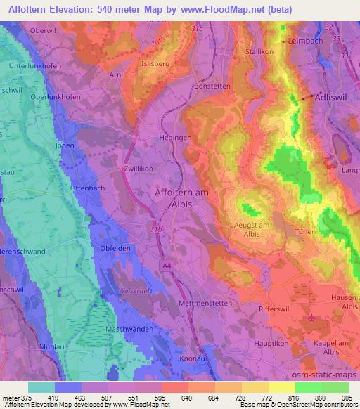 Affoltern,Switzerland Elevation Map