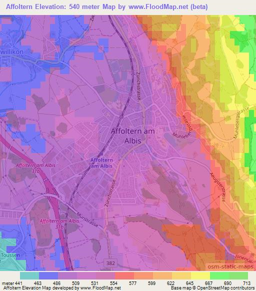 Affoltern,Switzerland Elevation Map