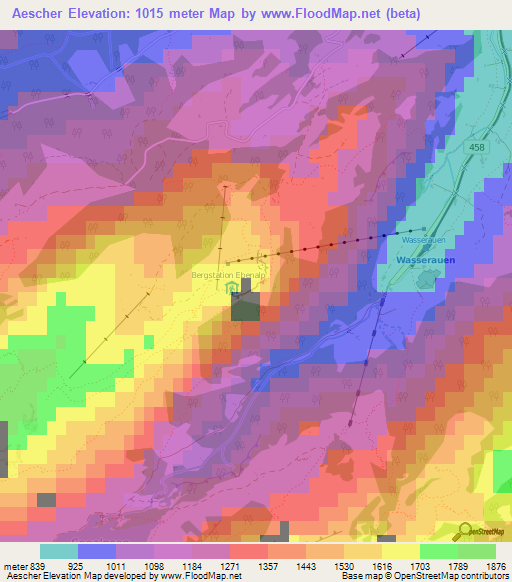 Aescher,Switzerland Elevation Map