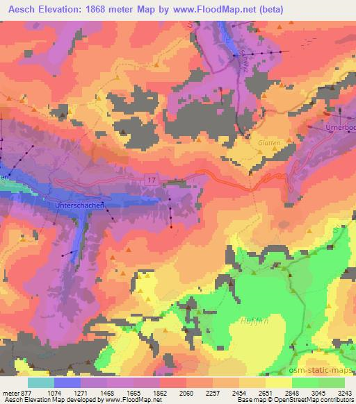 Aesch,Switzerland Elevation Map