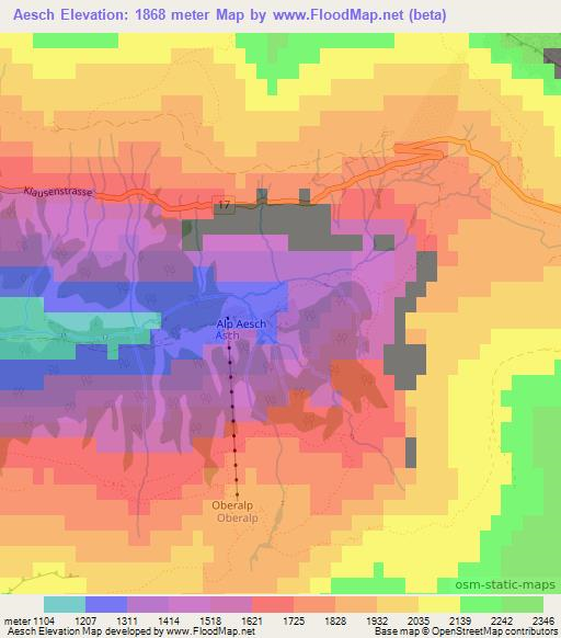 Aesch,Switzerland Elevation Map