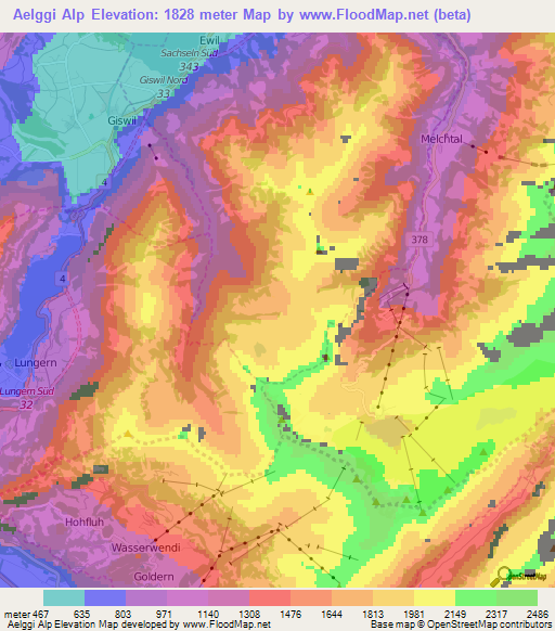 Aelggi Alp,Switzerland Elevation Map