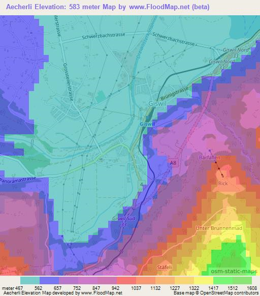 Aecherli,Switzerland Elevation Map