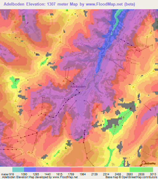 Adelboden,Switzerland Elevation Map