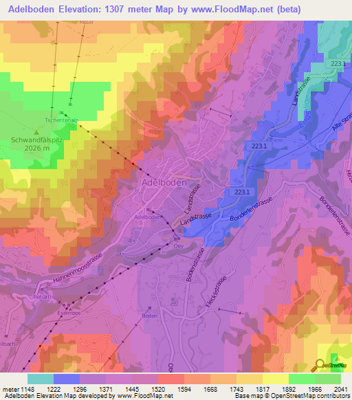 Adelboden,Switzerland Elevation Map