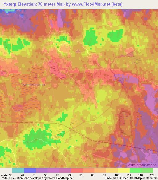 Yxtorp,Sweden Elevation Map