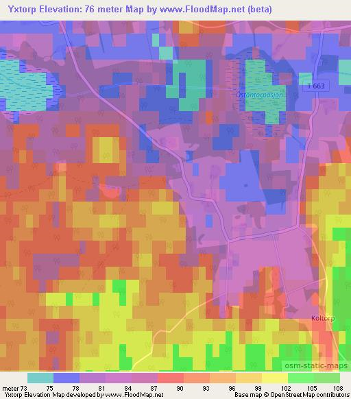 Yxtorp,Sweden Elevation Map