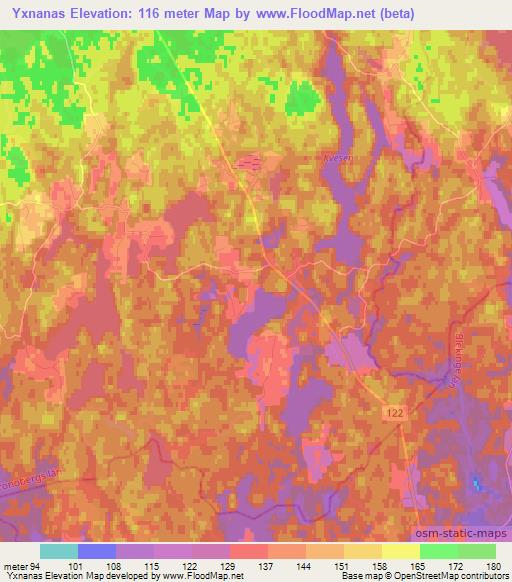 Yxnanas,Sweden Elevation Map