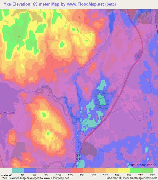 Yxe,Sweden Elevation Map