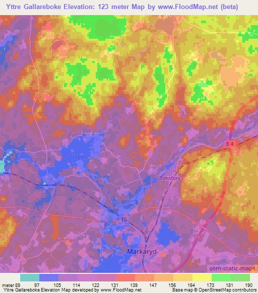Yttre Gallareboke,Sweden Elevation Map