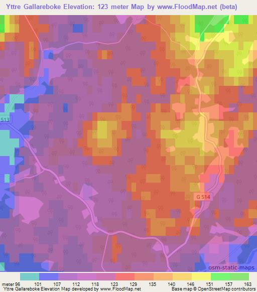 Yttre Gallareboke,Sweden Elevation Map
