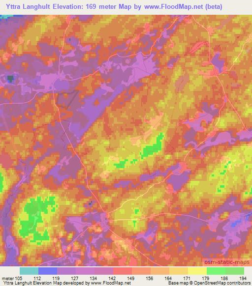 Yttra Langhult,Sweden Elevation Map