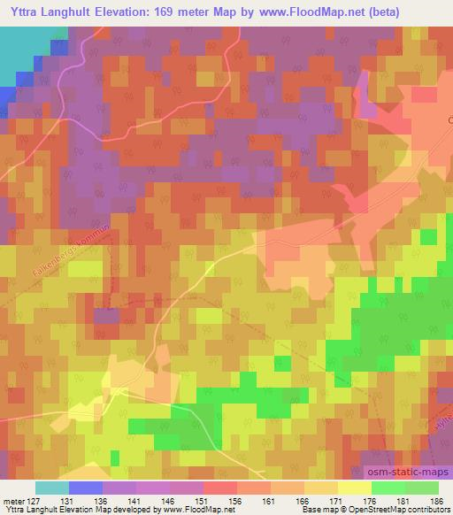 Yttra Langhult,Sweden Elevation Map