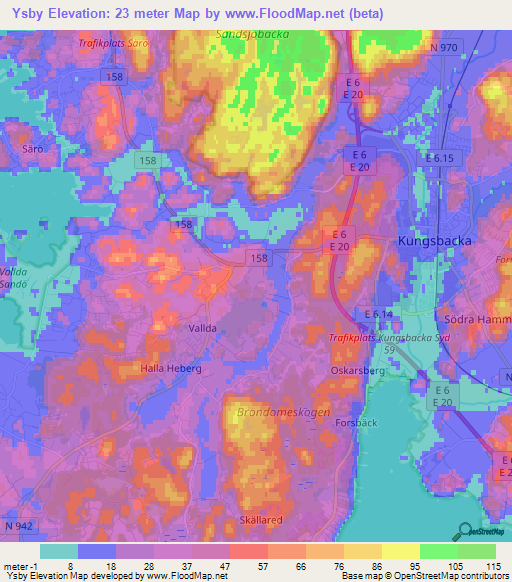 Ysby,Sweden Elevation Map