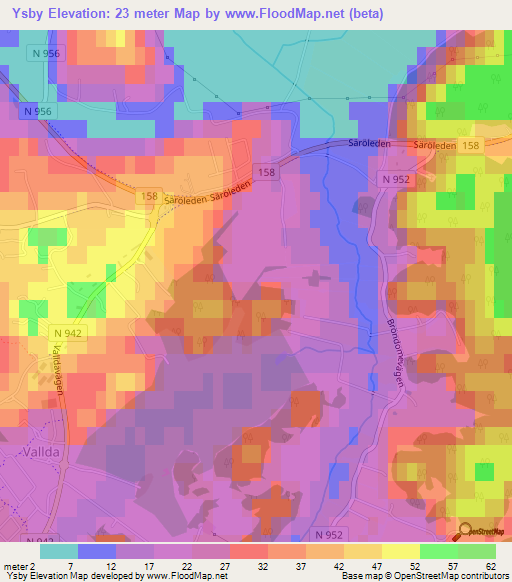 Ysby,Sweden Elevation Map