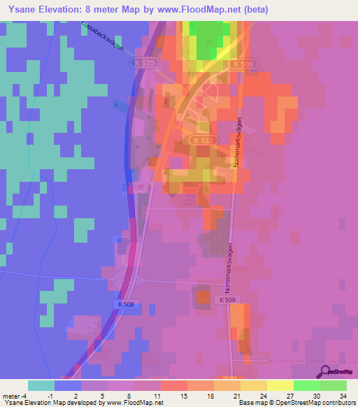 Ysane,Sweden Elevation Map