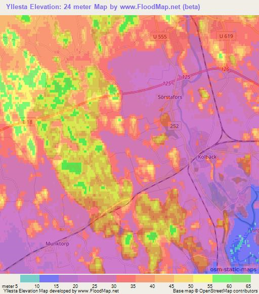 Yllesta,Sweden Elevation Map