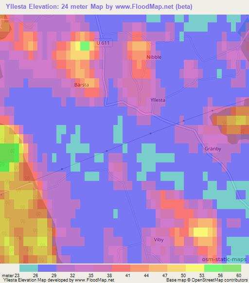 Yllesta,Sweden Elevation Map