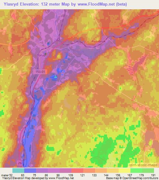 Ylasryd,Sweden Elevation Map