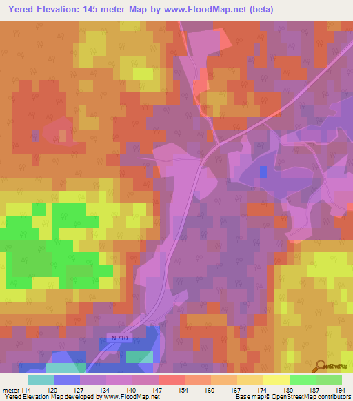 Yered,Sweden Elevation Map