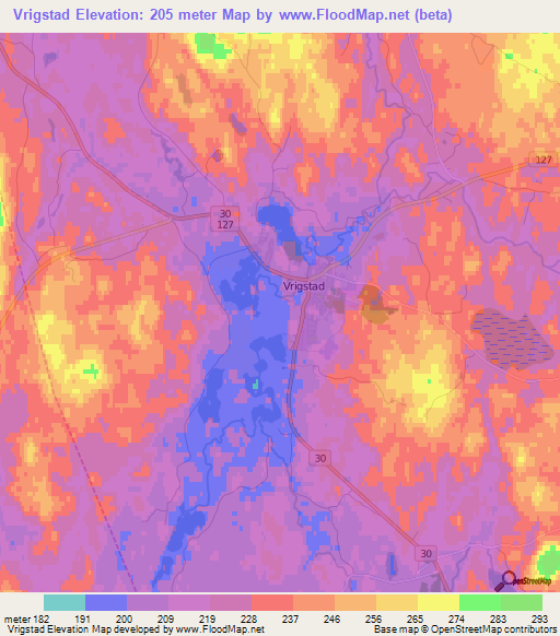 Vrigstad,Sweden Elevation Map