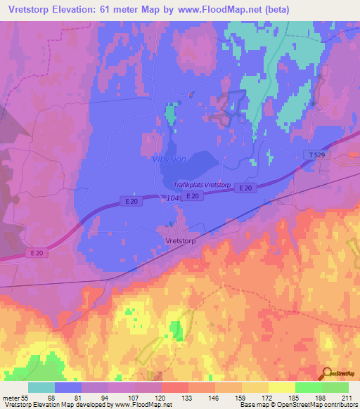 Vretstorp,Sweden Elevation Map