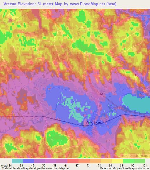 Vretsta,Sweden Elevation Map