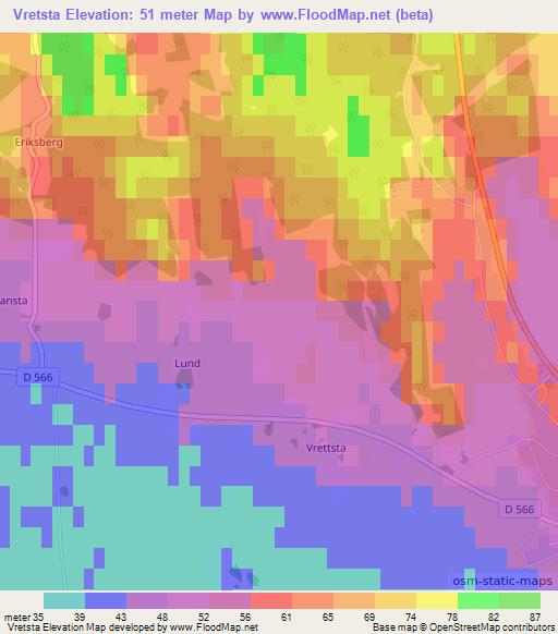 Vretsta,Sweden Elevation Map