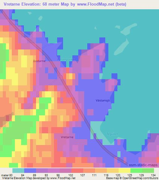 Vretarne,Sweden Elevation Map