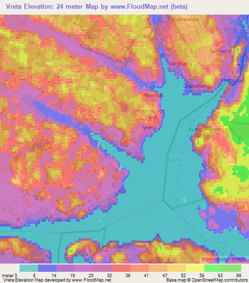 Vreta,Sweden Elevation Map