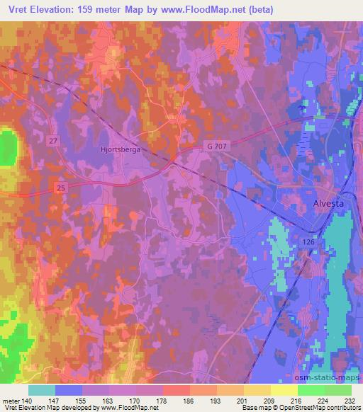 Vret,Sweden Elevation Map