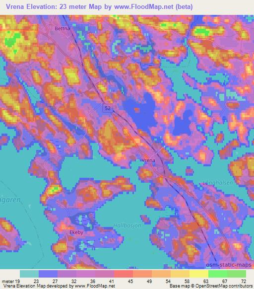 Vrena,Sweden Elevation Map