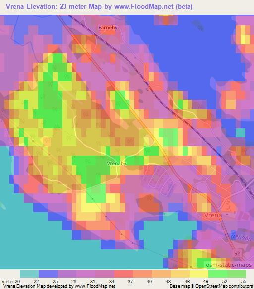 Vrena,Sweden Elevation Map