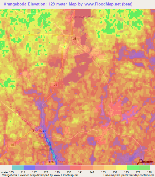 Vrangeboda,Sweden Elevation Map