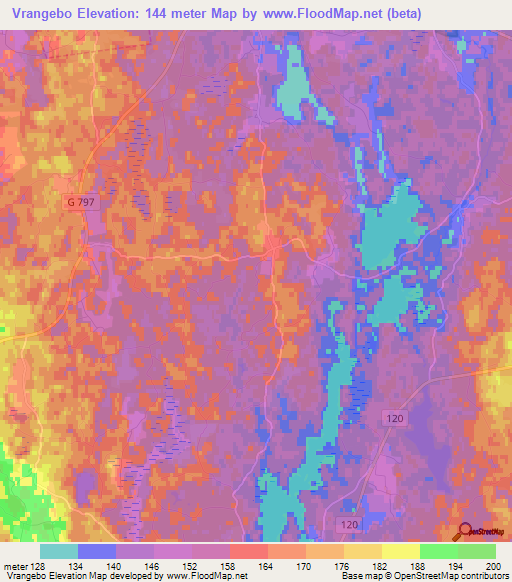 Vrangebo,Sweden Elevation Map