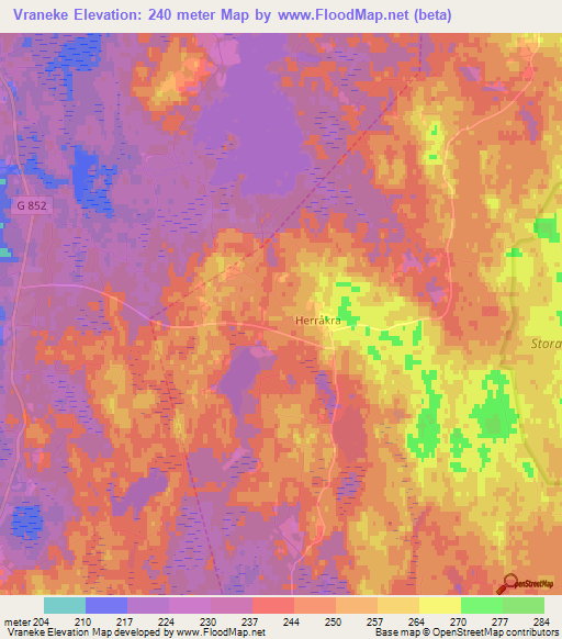 Vraneke,Sweden Elevation Map