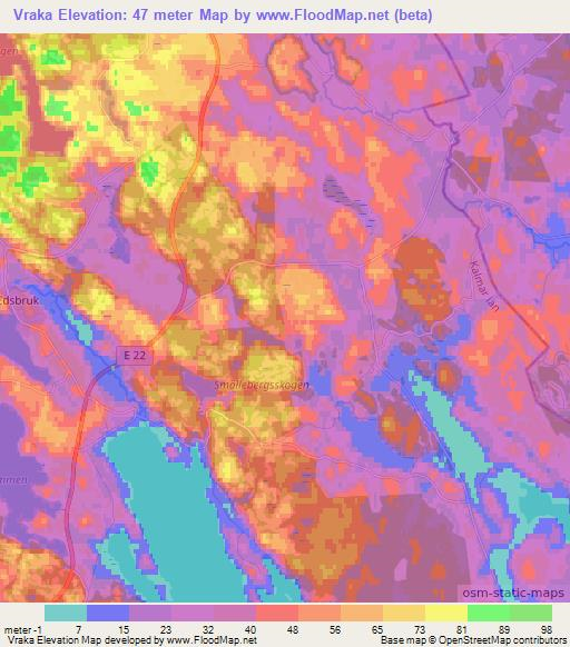 Vraka,Sweden Elevation Map