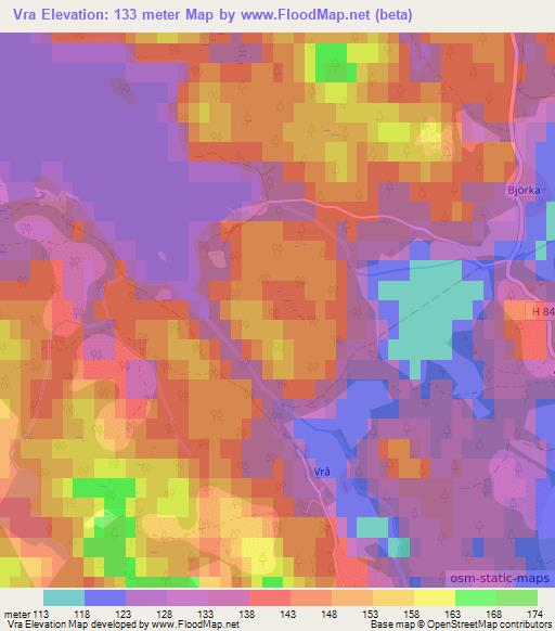 Vra,Sweden Elevation Map