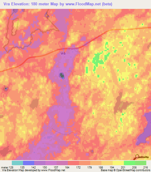 Vra,Sweden Elevation Map