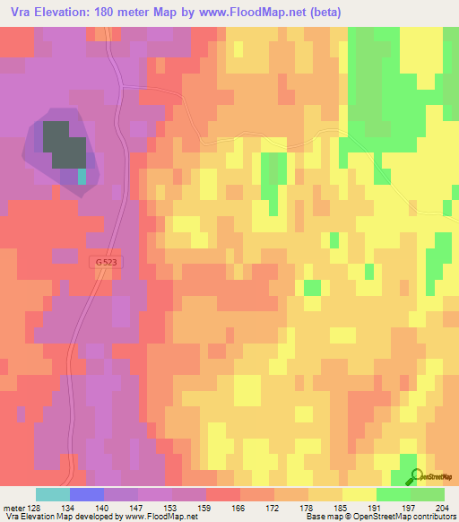 Vra,Sweden Elevation Map