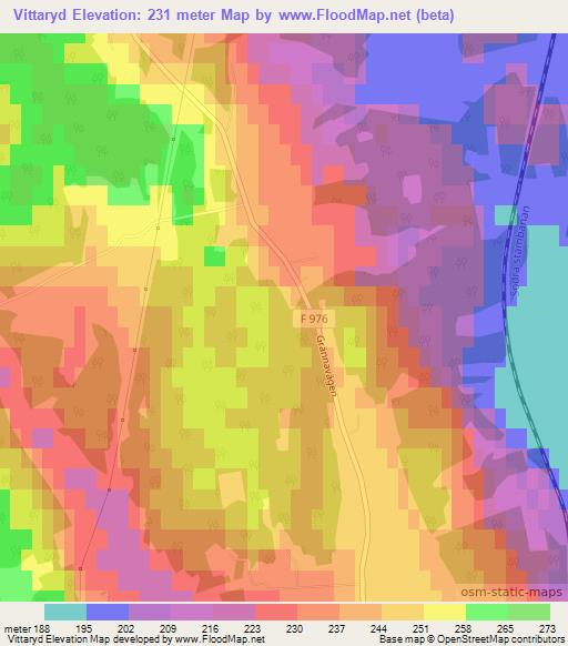 Vittaryd,Sweden Elevation Map