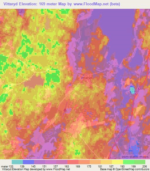 Vittaryd,Sweden Elevation Map