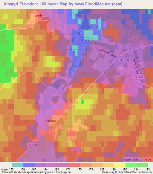 Vittaryd,Sweden Elevation Map