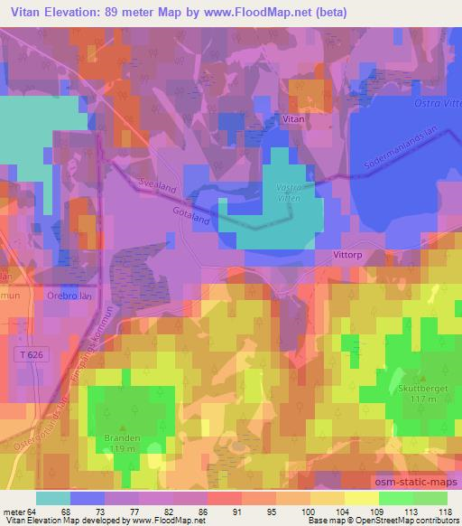 Vitan,Sweden Elevation Map