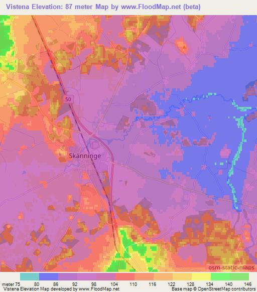 Vistena,Sweden Elevation Map